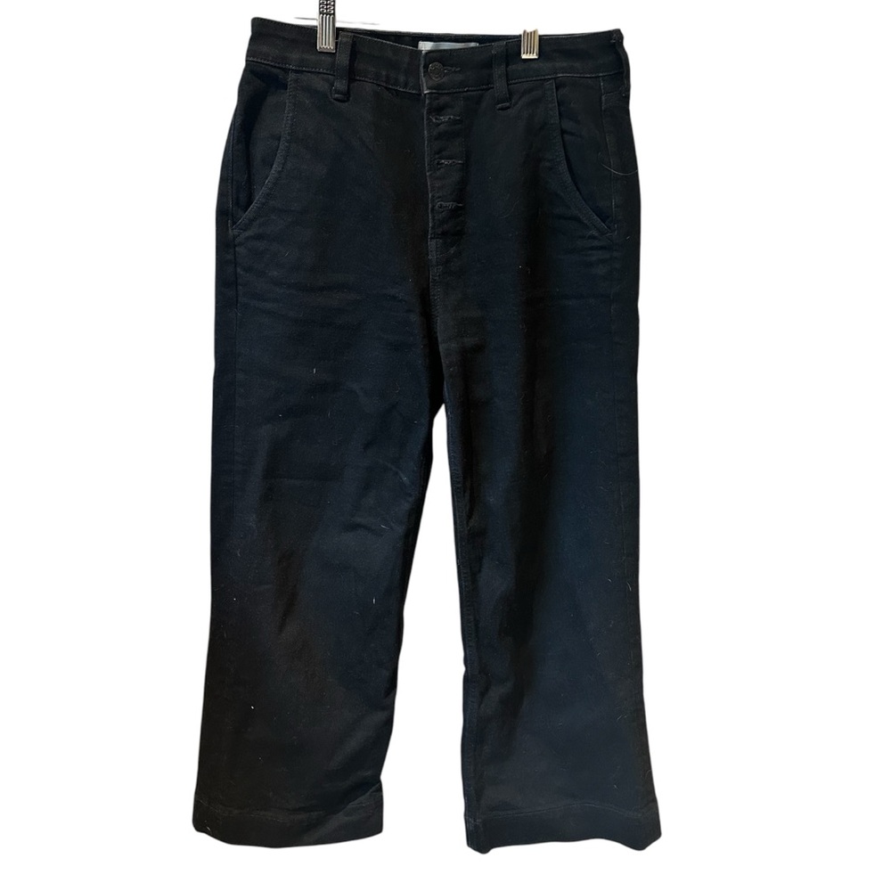 Everlane The Wide Leg Jean Size 28 Ankle‎ Black Button Up Front